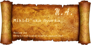 Miklóska Avarka névjegykártya